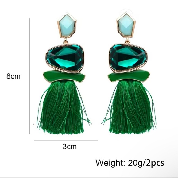 Anthropologie Bold Blue Tassel Earrings - Picture 3 of 4